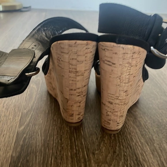 Stuart Weitzman Cork Wedge Sandals Women's Size 8 Platform Heels Shoes Black - Picture 5 of 8